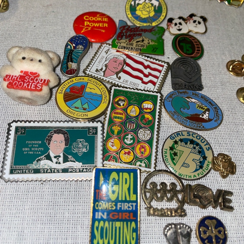 Lot of 20 Girl Scout Pins Vintage